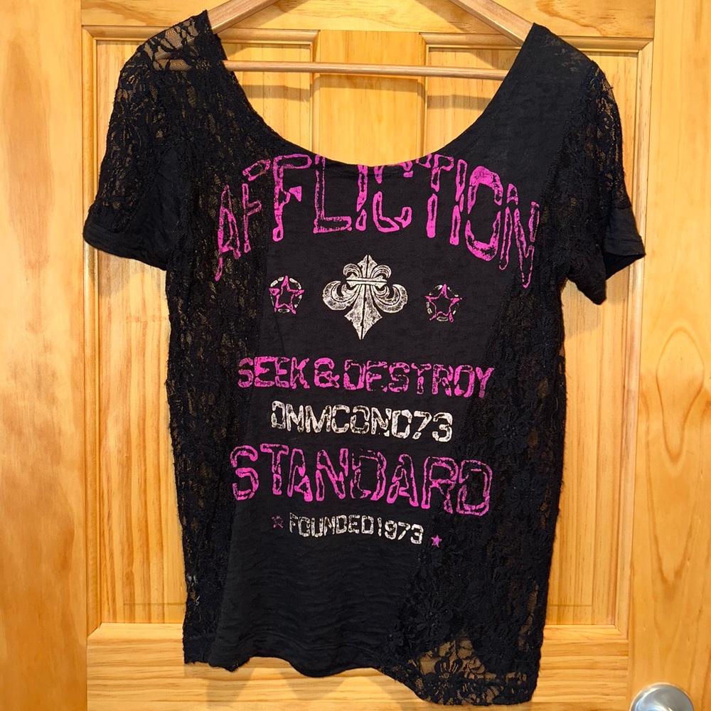 Affliction Lace Graphic Tee